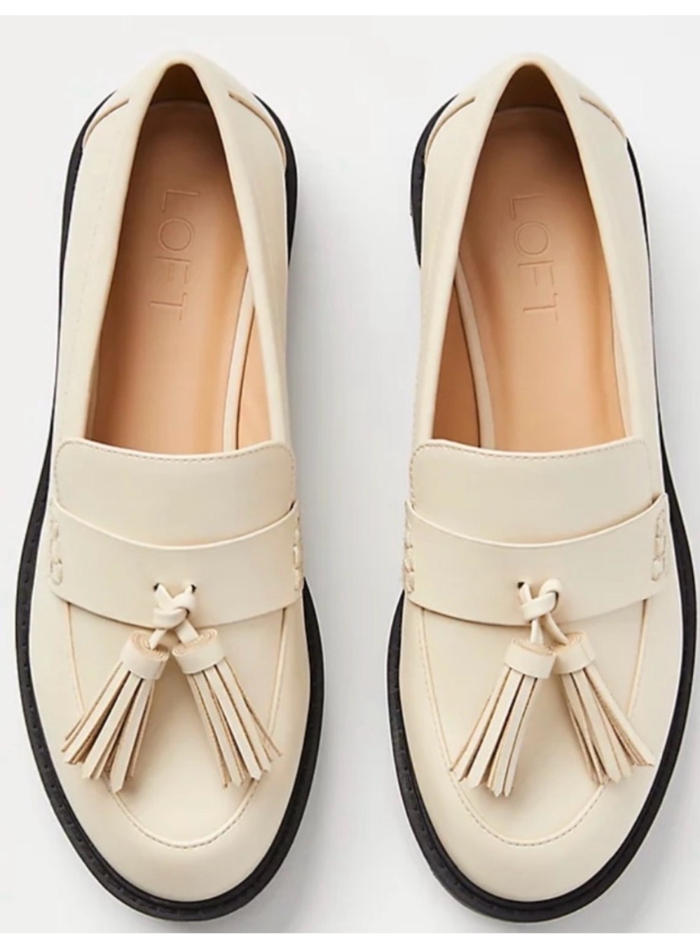 LOFT Cream Tassel Penny Loafers Size 7.5